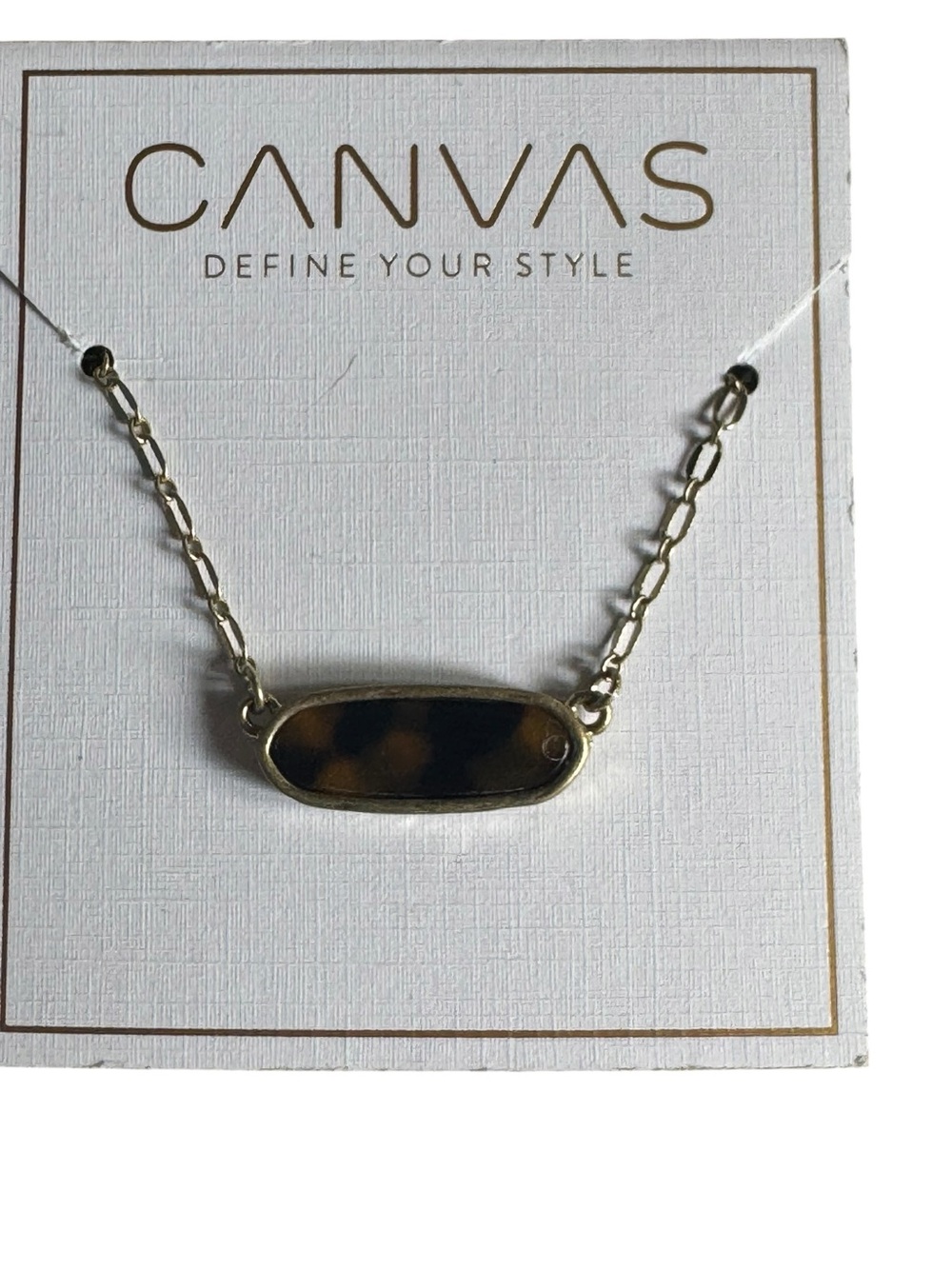 Canvas Gold-Tone Chain Necklace with Tortoiseshell Oval Pendant